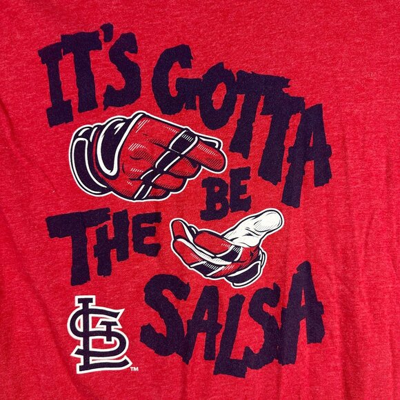 St Louis Cardinals Red Its Gotta Be The Salsa T Shirt Mens Size XL Tultex Tee - Picture 1 of 6